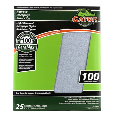 Gator Grit Gator CeraMax 11 in. L X 9 in. W 100 Grit Ceramic Sandpaper 1 pk 3403